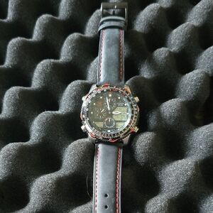 Citizen Black and Red Watch with Compass Dial